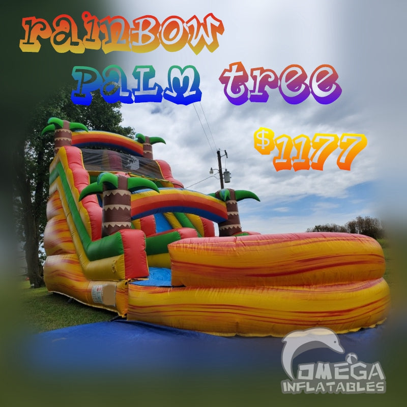 16FT Rainbow Palm Tree Commercial Water Slide