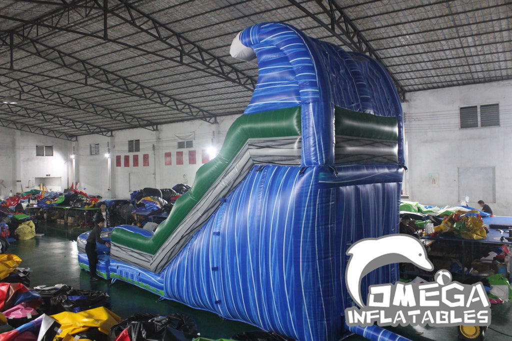 18FT Marble Blue Wave Water Slide Inflatables for Sale