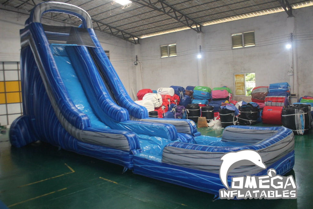 22FT Inflatable Marble Blue Water Slide (36FT Long)