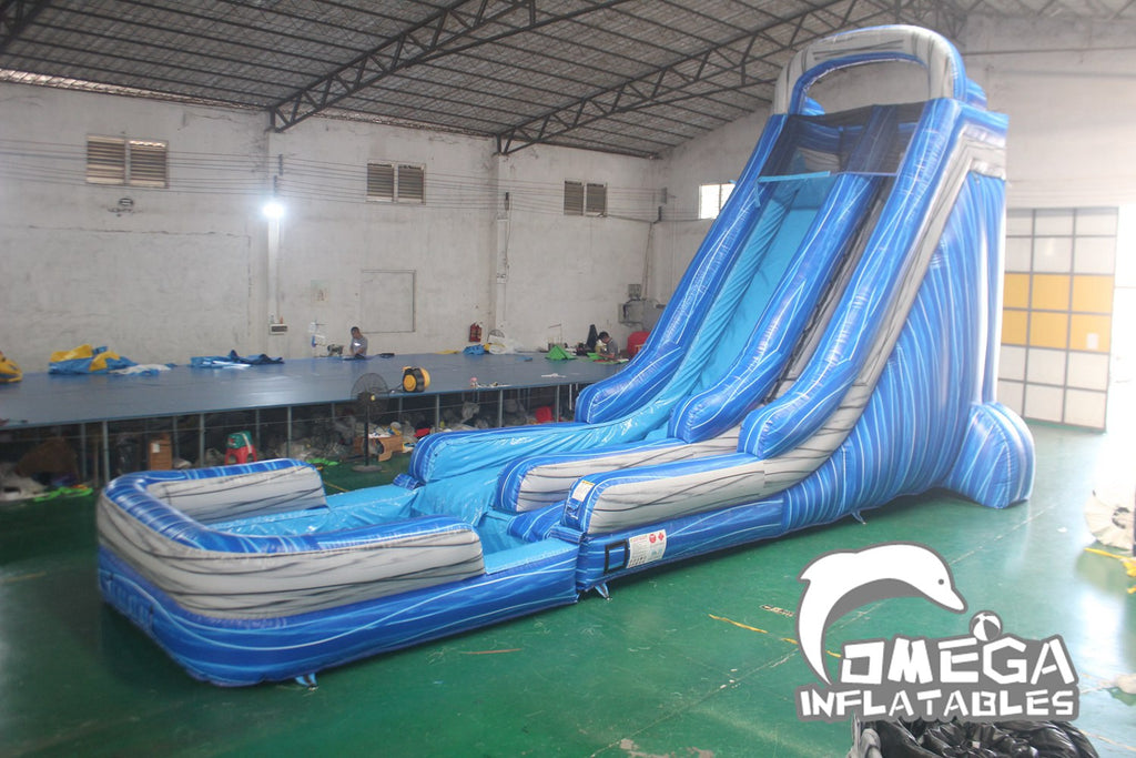 22FT Inflatable Marble Blue Water Slide (36FT Long)