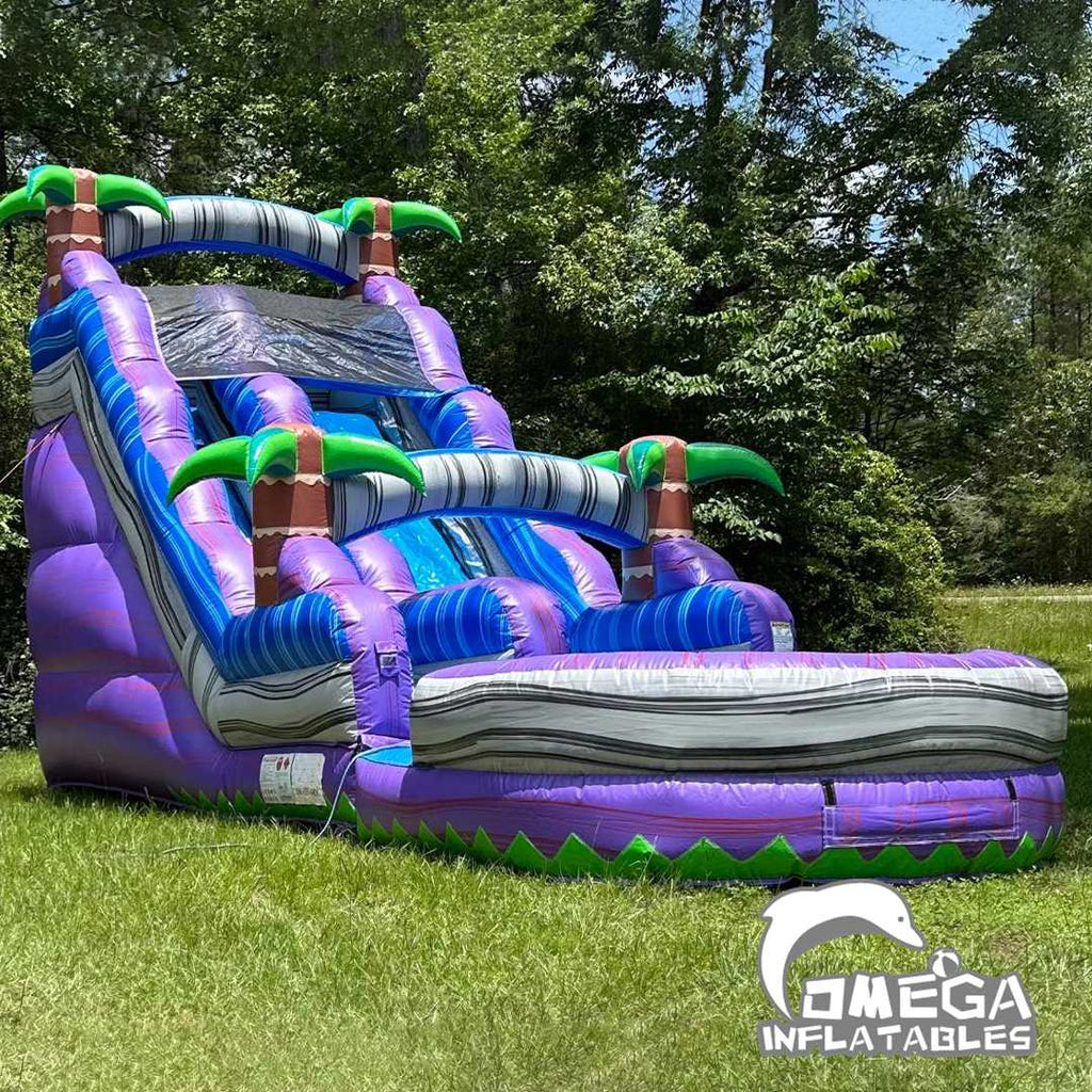 Commercial Inflatable 18FT Purple Tropical Wet Dry Slide