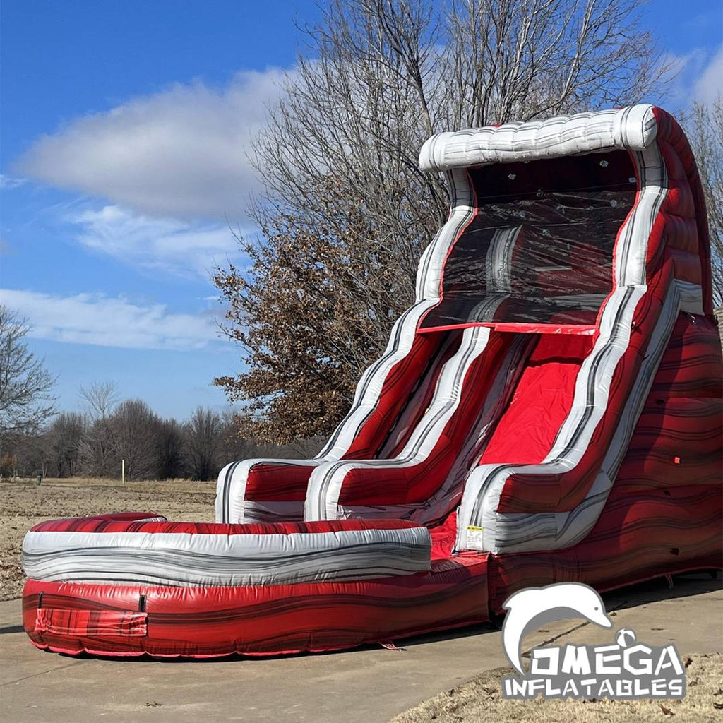 18FT Marble Red Commercial Inflatables Water Slide