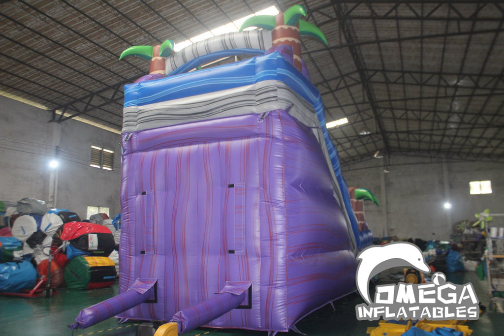 Commercial Inflatable 18FT Purple Tropical Wet Dry Slide