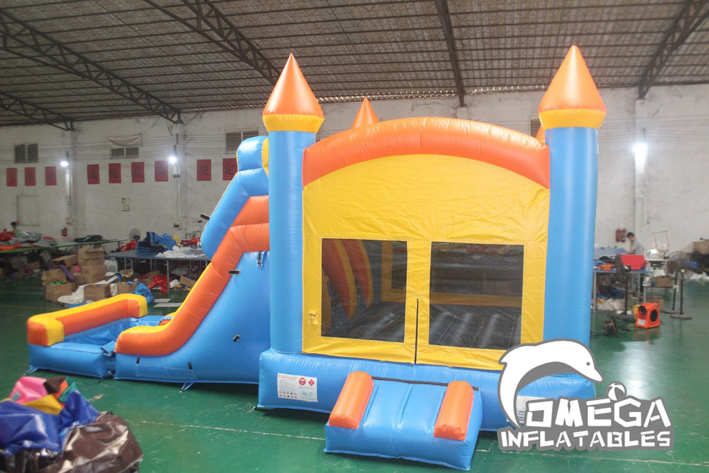 Blue & Orange Wet Dry Bouncy Castle with Slide for Sale