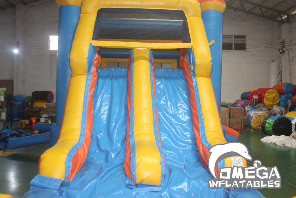 Blue & Orange Wet Dry Bouncy Castle with Slide for Sale