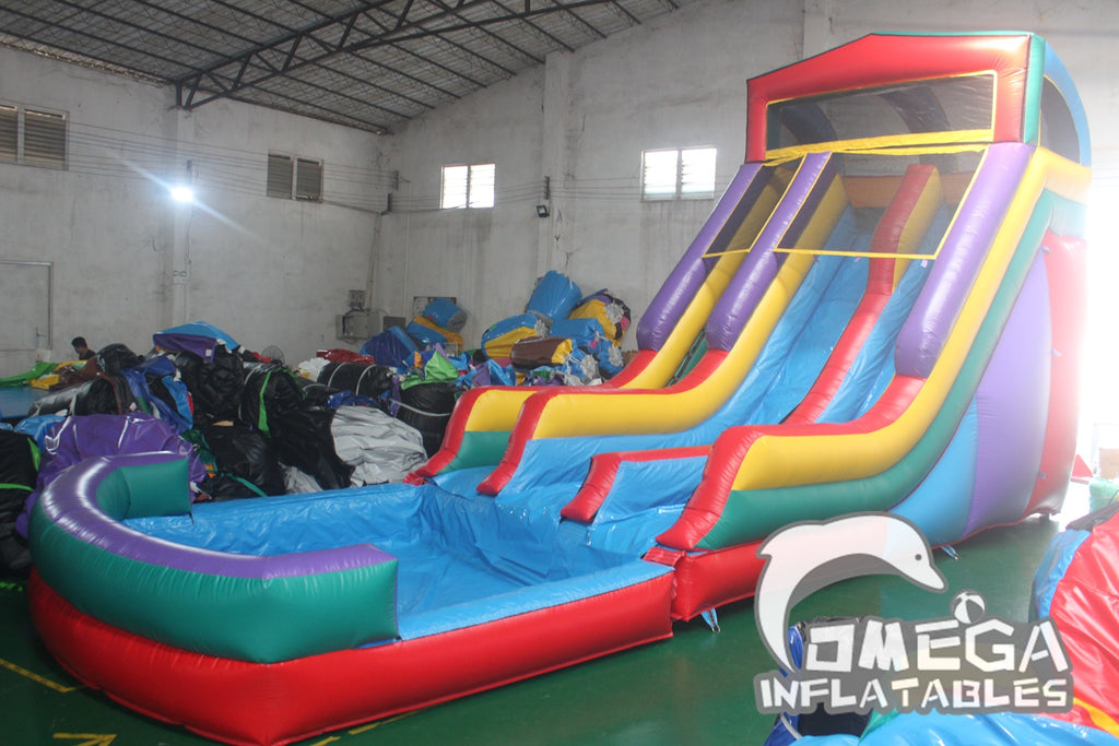 Buy Water Slide 20FT Inflatable Colorful Dual Lane Water Slide