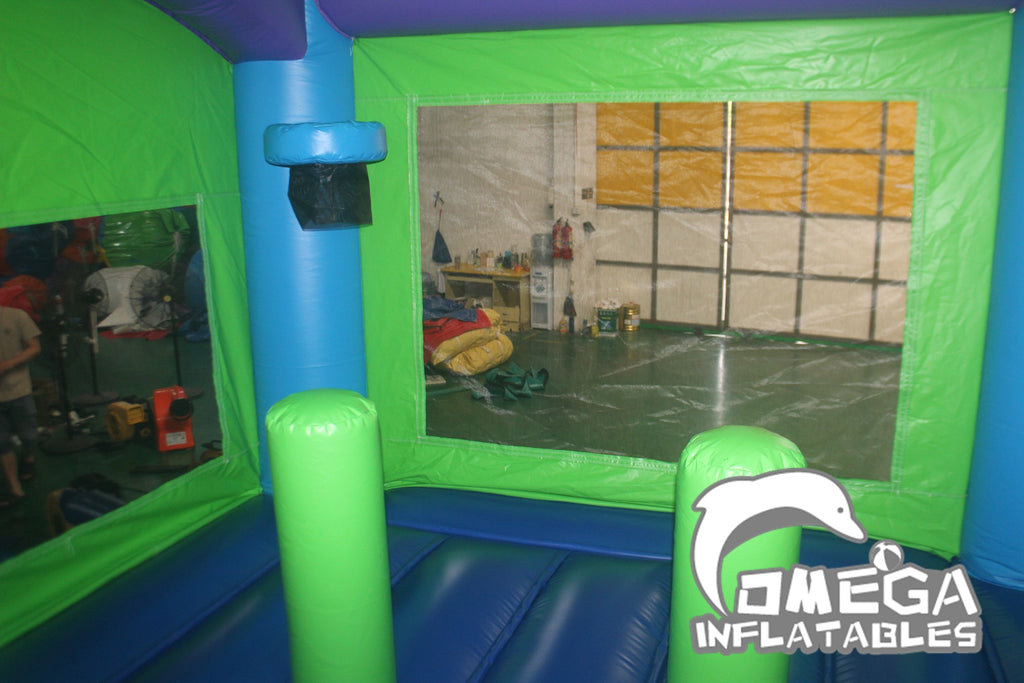 Inflatable Green N Purple Dual Lane Combo