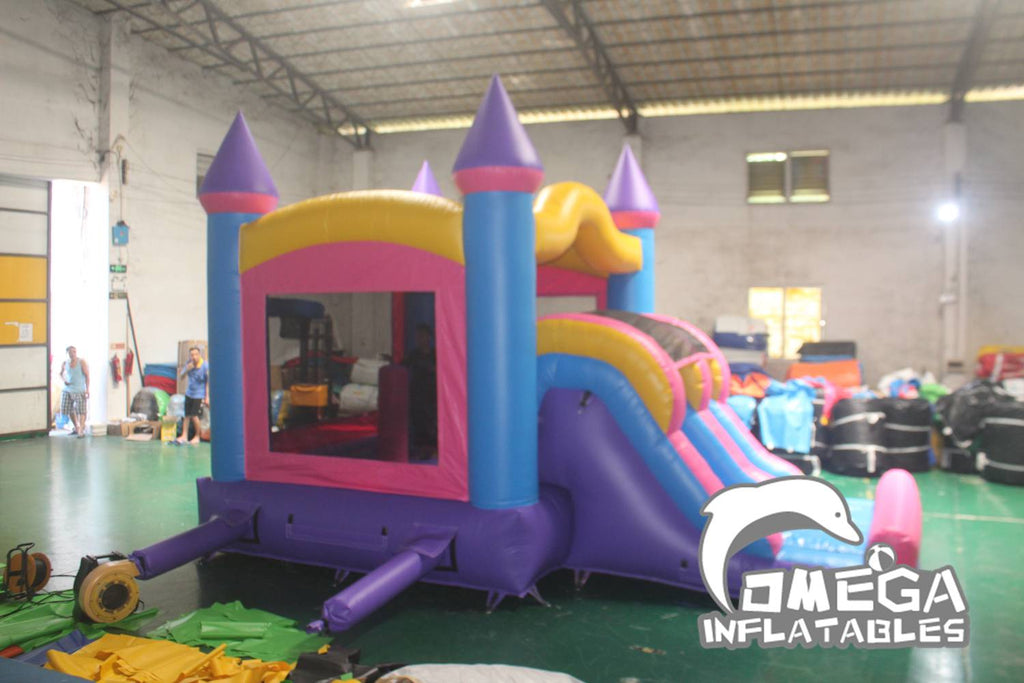 Kids Pink Inflatable Double Lane Combo