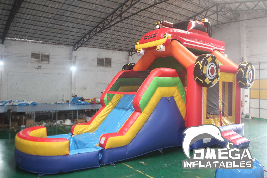 Super Monster Truck Inflatable Bounce House Water Slide for Sale