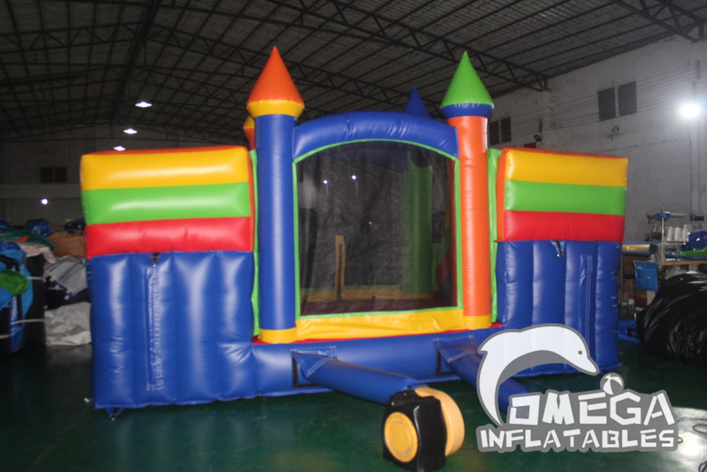 Rainbow Double Slides Bounce House Wet Dry Combo