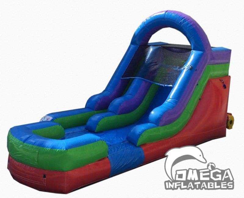 14FT Retro Rainbow Wet Dry Inflatable Slide