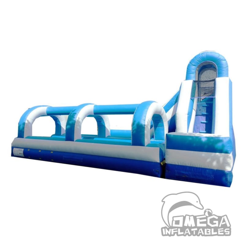 15FT Blue & White Helix Dual Lane Wet Dry Slide with Slip N Slide