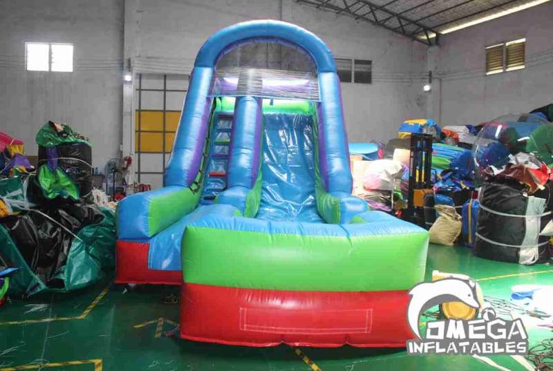 15FT Retro Rainbow Wet Dry Inflatable Slide