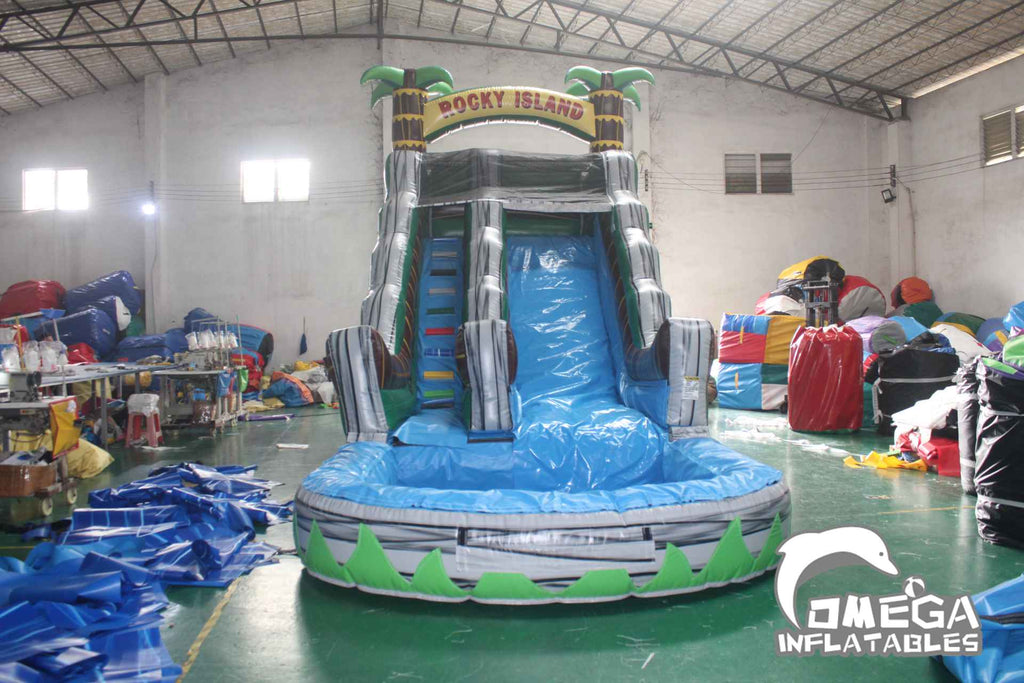 16FT Rocky Island Commercial Inflatable Water Slide for sale