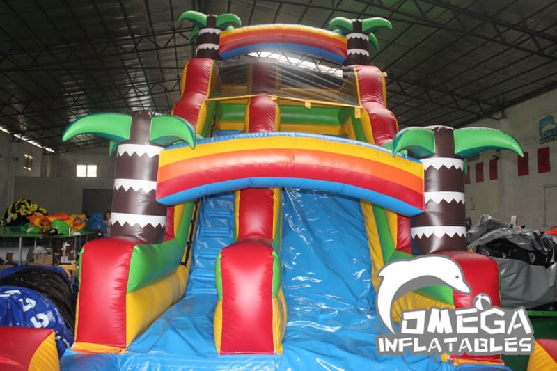 16FT Rainbow Palm Tree Wet Dry Slide