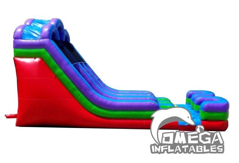 18FT Retro Rainbow Double Bay Wet Dry Inflatable Slide