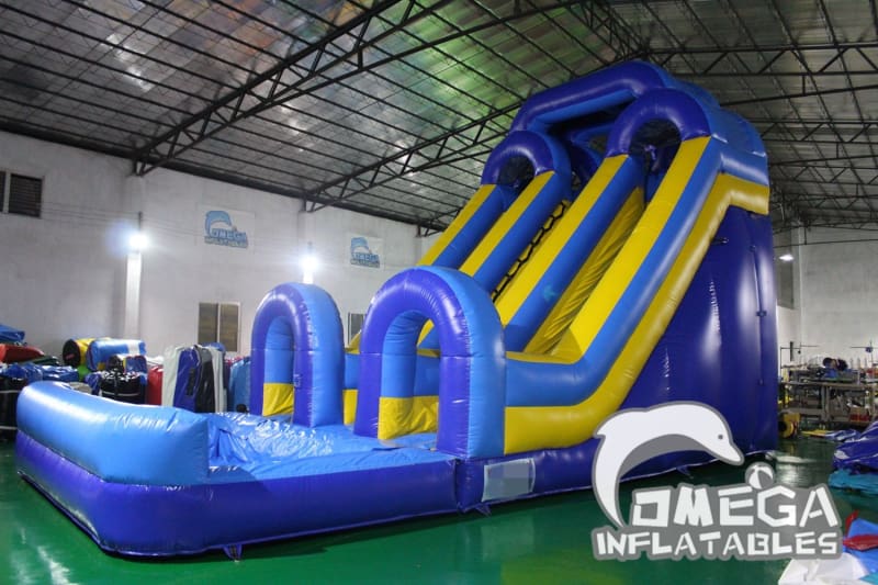 20FT Blue Dual Lane Water Slide