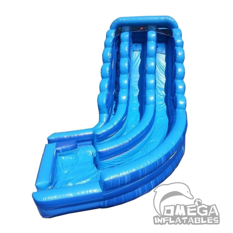 20FT Blue Marble Curve Dual Lane Wet Dry Slide