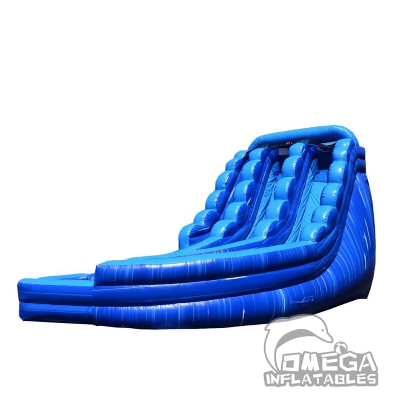 20FT Blue Marble Curve Dual Lane Wet Dry Slide