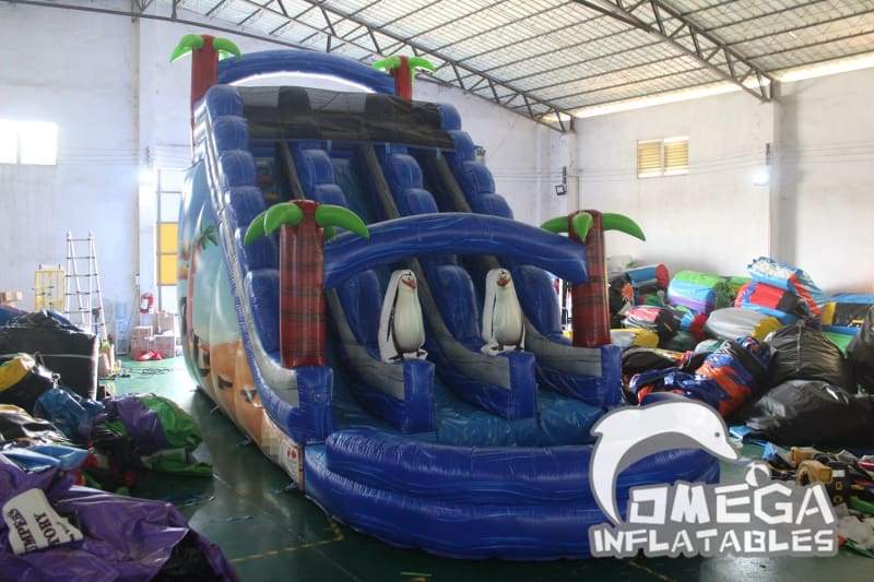 20FT Inflatable Penguins of Madagascar Water Slide