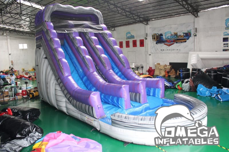 20FT Purple Rock Dual Lane Water Slide