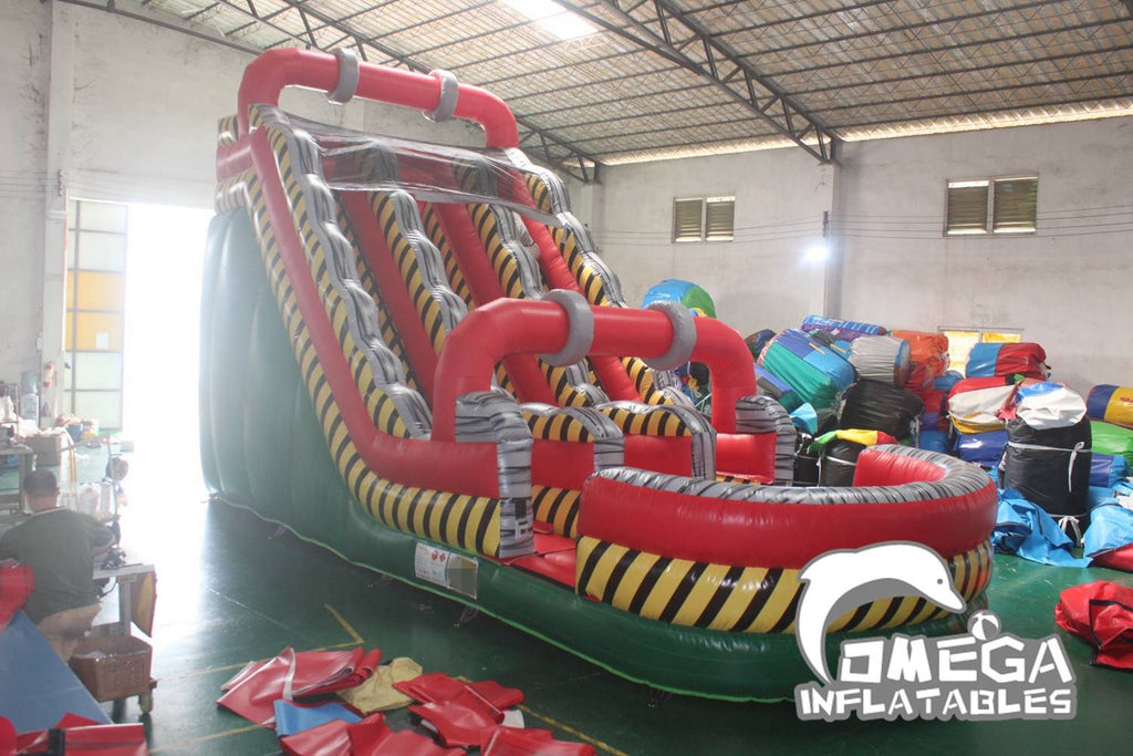 20FT Danger Zone Toxic Theme Inflatable Dual Lane Water Slide