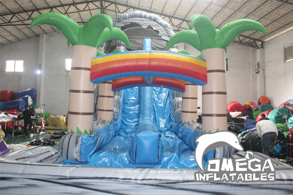 22FT Roaring River Rainbow Tropical Water Slide (Small Version) - Omega Inflatables Factory