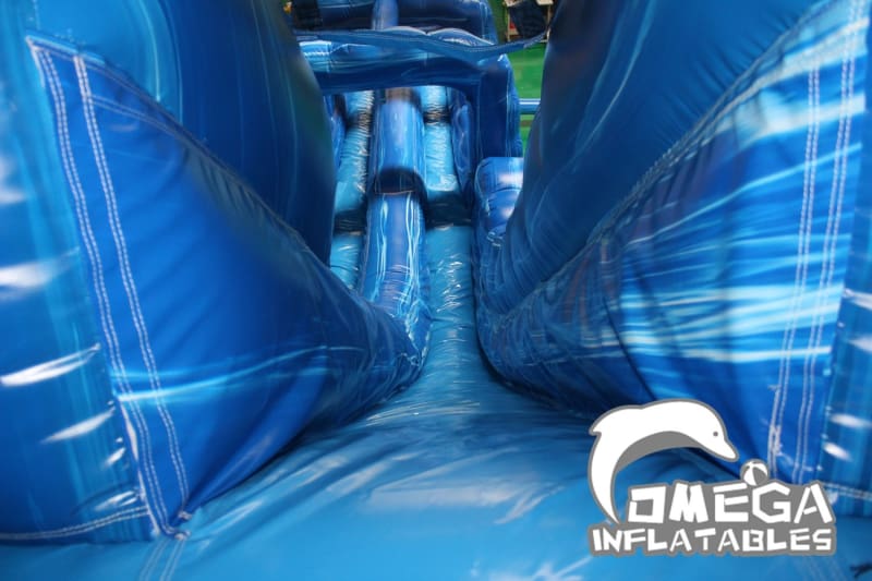 22FT Blue Marble Double-Lane Water Slide