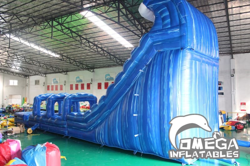 22FT Blue Marble Double-Lane Water Slide