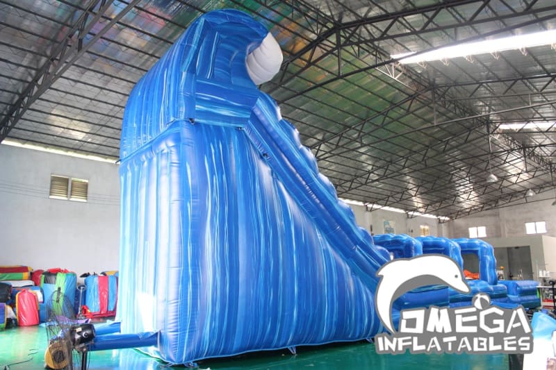 22FT Blue Marble Double-Lane Water Slide