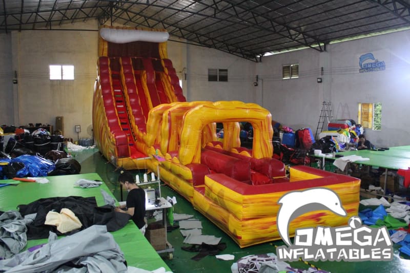 22FT Lava Falls Double-Lane Water Slide