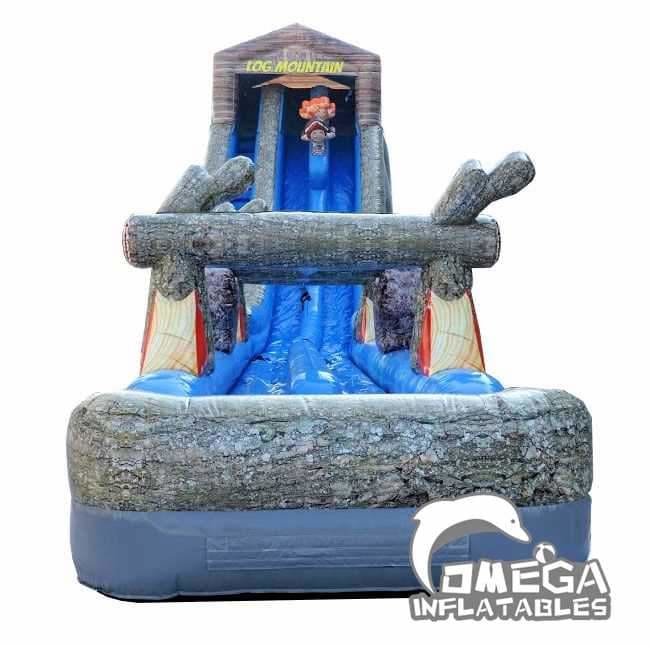 22FT Log Mountain Dual Lane WetDry Inflatable Slide and Slip n Slide