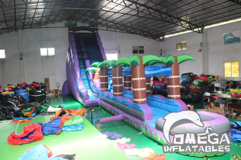 25FT Purple Tropical Splash Water Slide