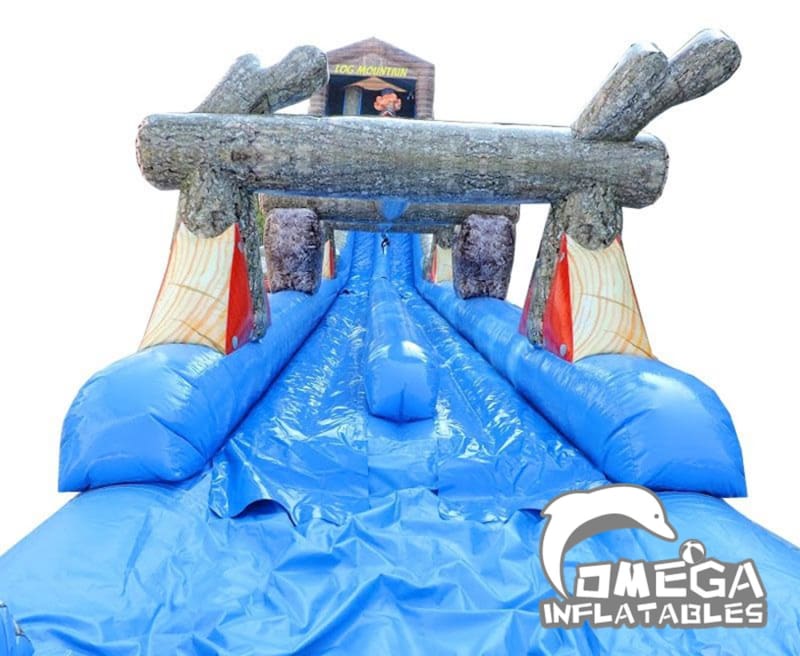 27FT Log Mountain Dual Lane Wet Dry Inflatable Slide with Slip N Slide