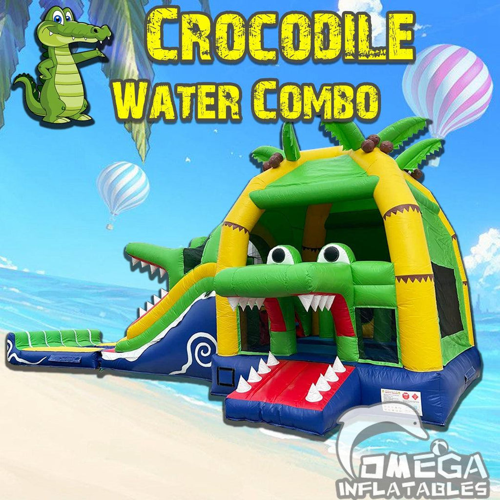 Commercial Inflatable Crocodile Jumper Water Combo - Omega Inflatables Factory