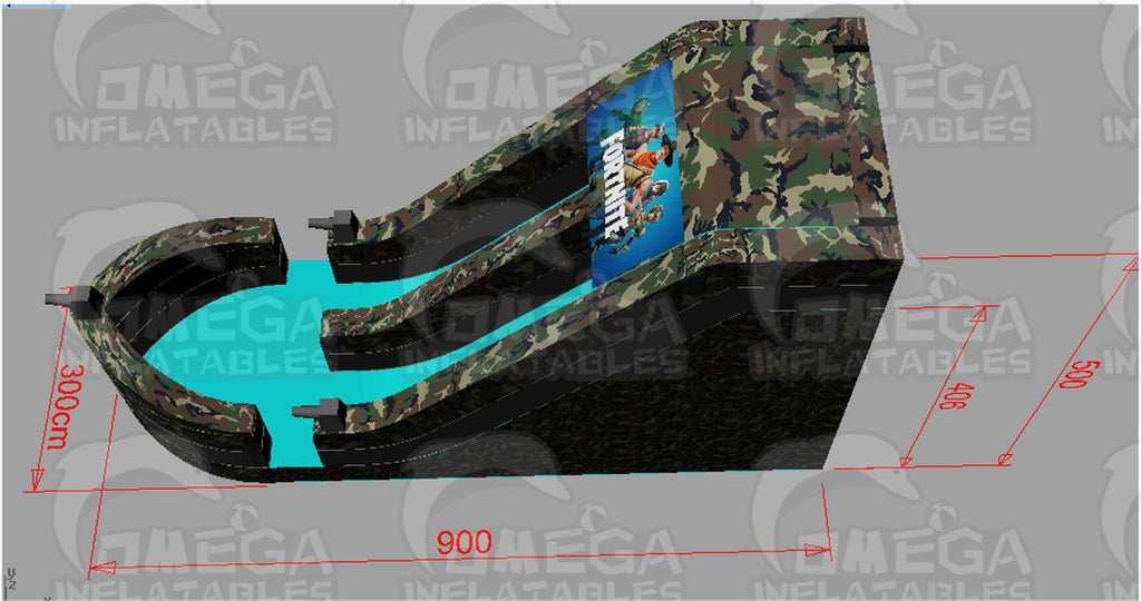 16FT Inflatable Camo Battleship Slide - Omega Inflatables Factory