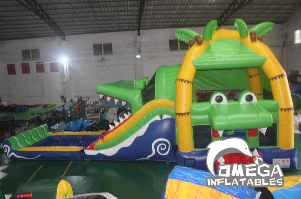 Commercial Inflatable Crocodile Jumper Water Combo - Omega Inflatables Factory