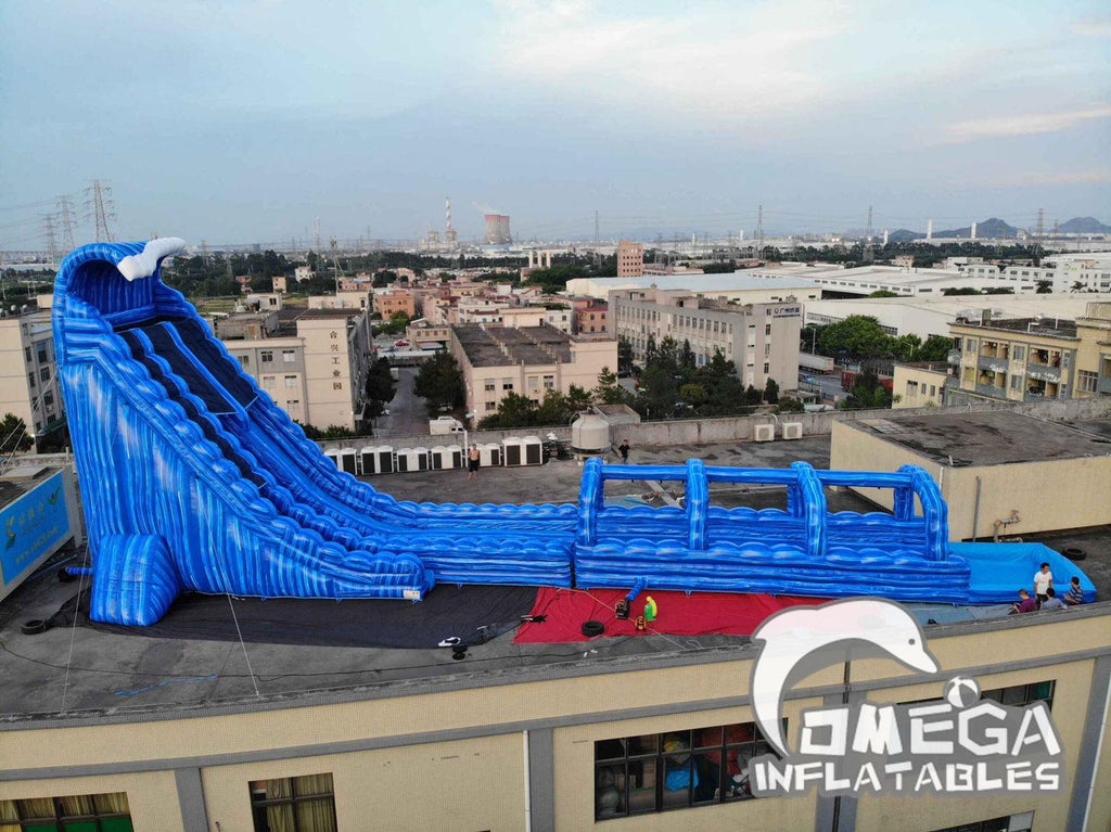 36FT Blue Monster Crush Inflatable Water Slide - Omega Inflatables Factory