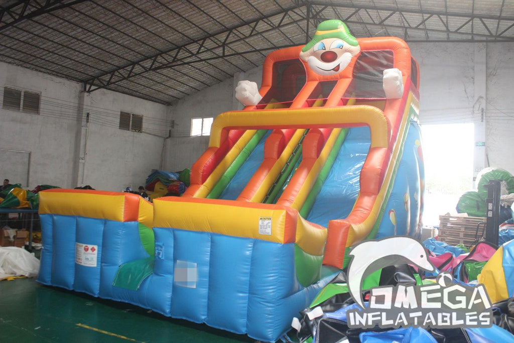 Inflatable Circus Clown Double Lane Slide