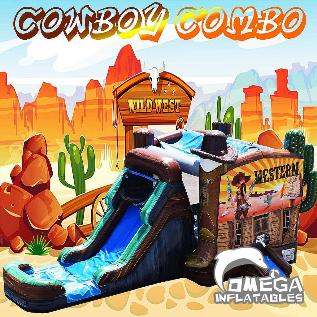 Cowboy Combo Bounce House With Slide