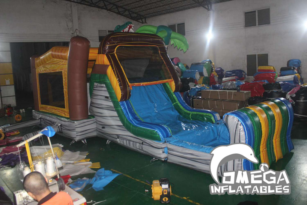 Jurassic Dinosaur Inflatable Bounce House Water Slide for Sale