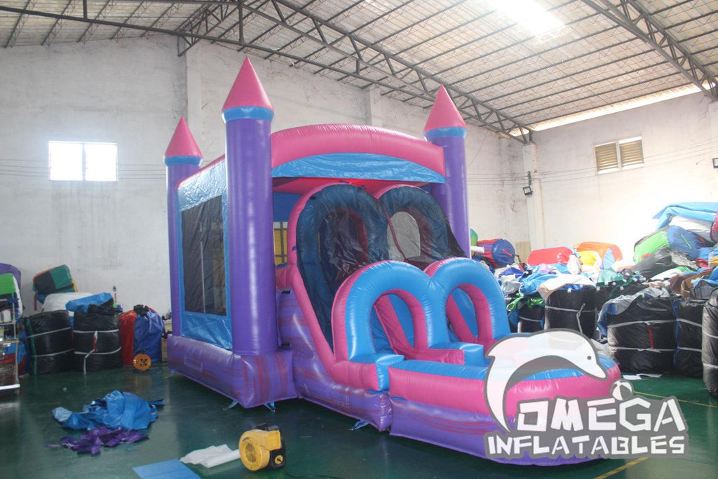 Inflatable Kids Pink Bounce House and Water Slides For Sale - Omega Inflatables Factory