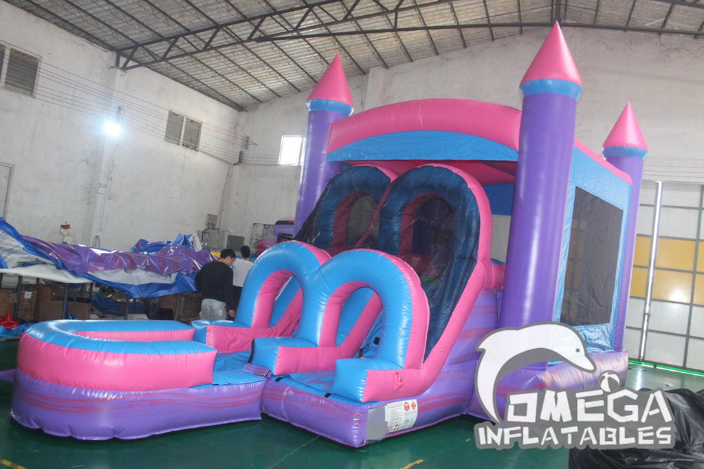 Inflatable Kids Pink Bounce House and Water Slides For Sale - Omega Inflatables Factory