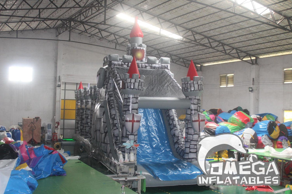 Medieval Knight Castle Inflatable Obstacle Course - Omega Inflatables Factory