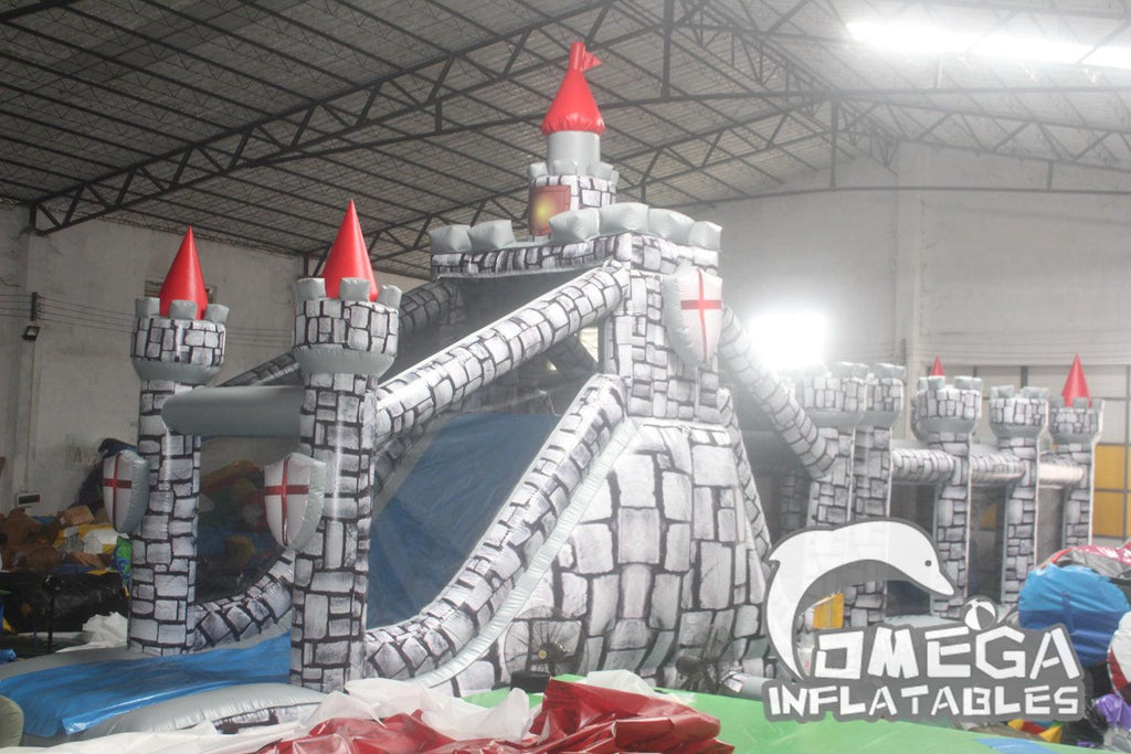 Medieval Knight Castle Inflatable Obstacle Course - Omega Inflatables Factory