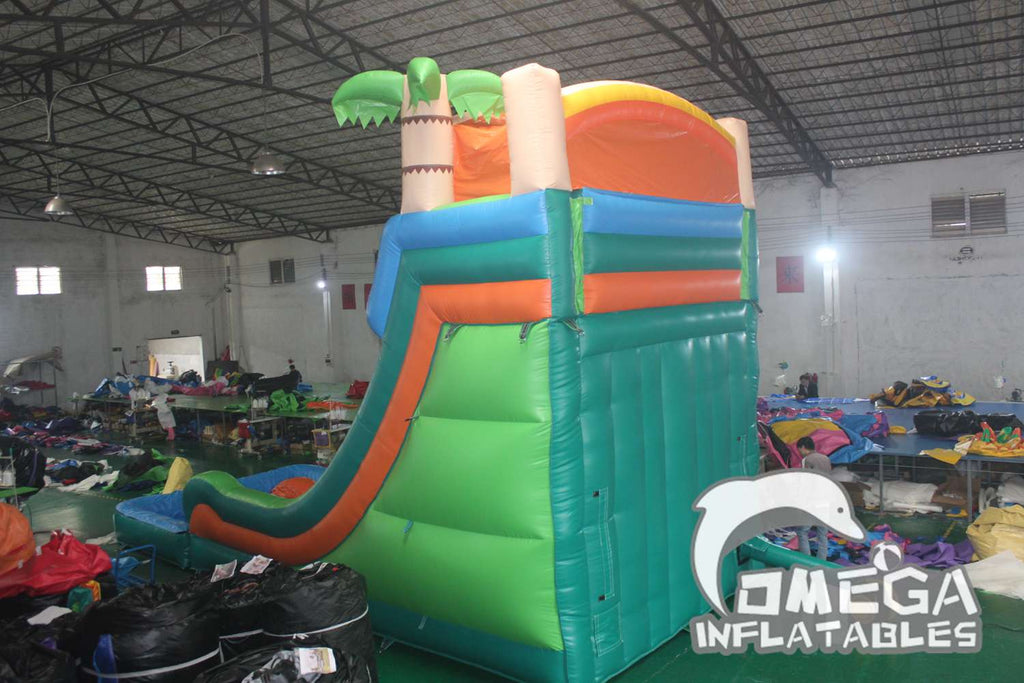 19FT Commercial Inflatable Manufacturers Palm Tree Dual Lane Water Slide