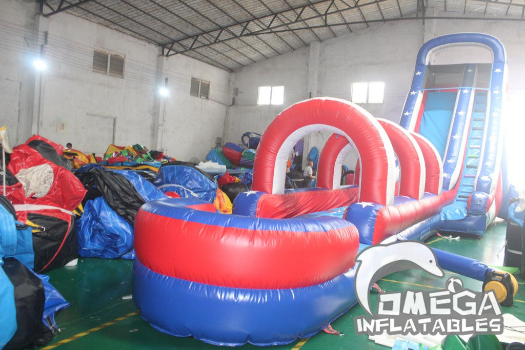 22FT Inflatable Star Water Slide with Slip N Slide - Omega Inflatables Factory