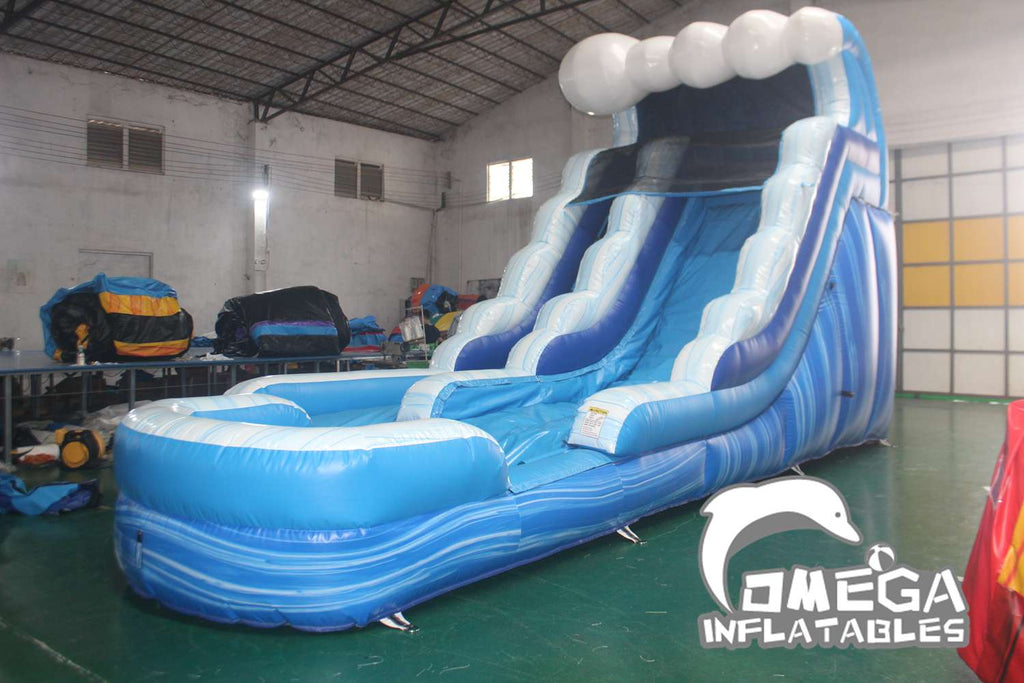 15FT Commercial Inflatables Tidal Wave Marble Wet Dry Slide