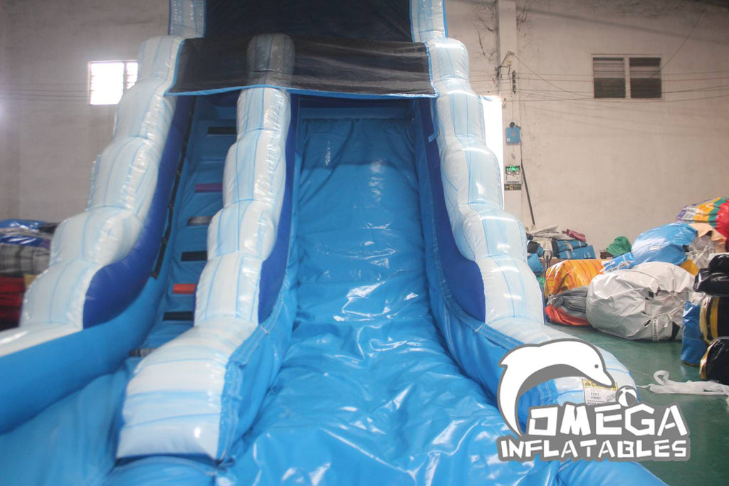 15FT Commercial Inflatables Tidal Wave Marble Wet Dry Slide