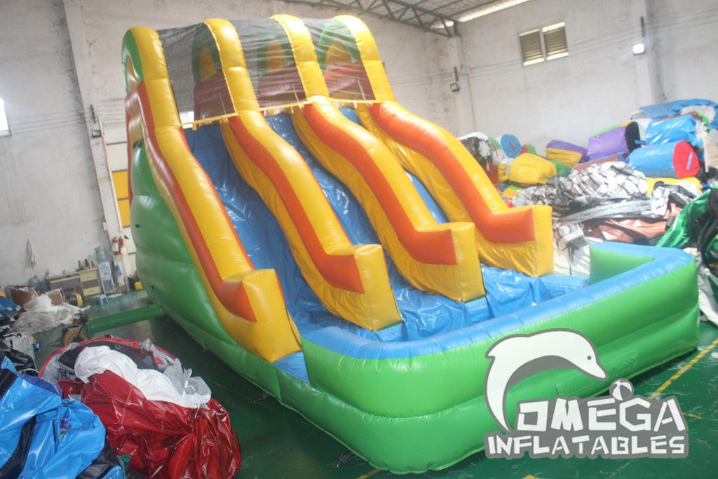 18FT Triple Lane Water Slide - Omega Inflatables Factory